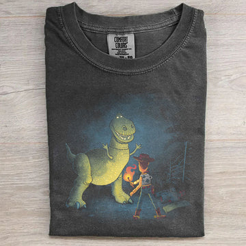 Campfire With a Dinosaur T-Shirt