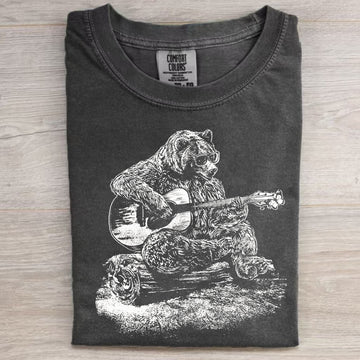Retro Cute Bear Guitar T-shirt