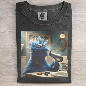 Messy Hair Blue Monster Graphic Tee