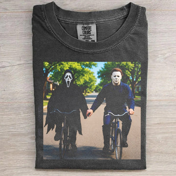 Horror Movie Besties Riding Bikes Graphic Tee