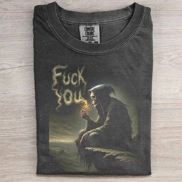 Dark Humor Grim Reaper Cliffside Tee