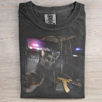Gangsta Cat Police Chase Graphic Tee