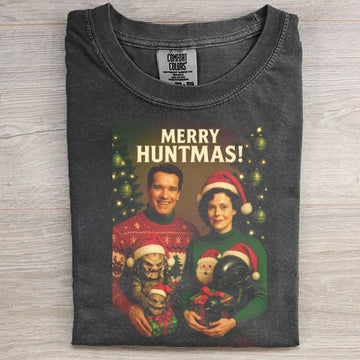 Merry Huntmas Predator Alien Christmas Family Graphic Tee