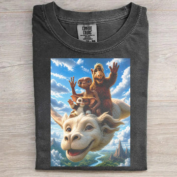 Retro 1980s Alien Friends Graphic Tee