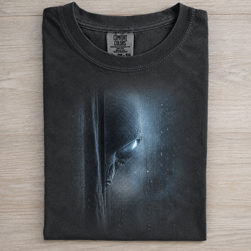 Sci-Fi Alien Peeking Through Rain Window Graphic T-Shirt